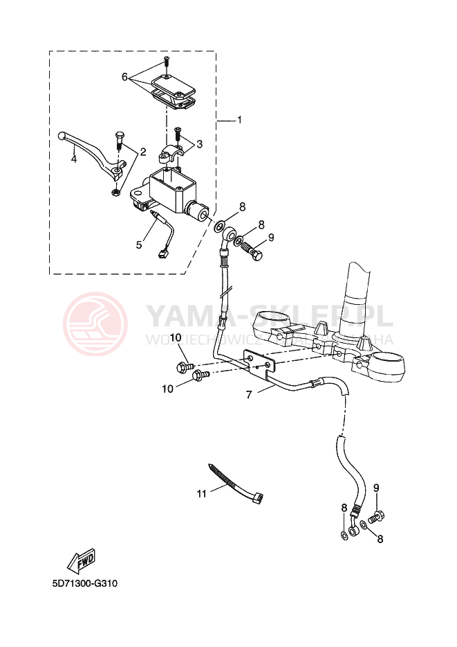 Schemat "Pompa hamulcowa przednia" do Yamaha R125