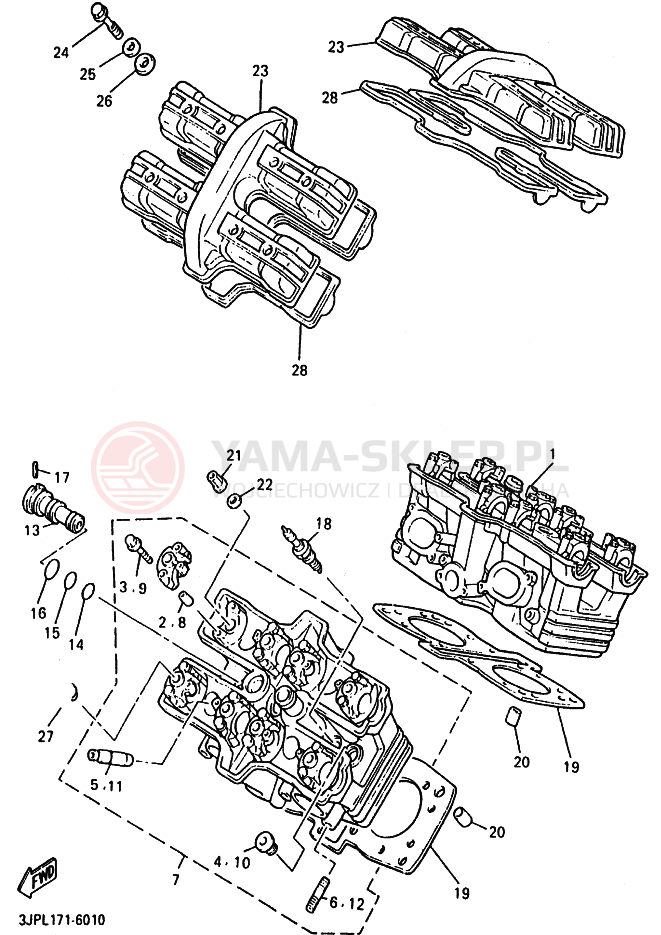 Schemat "głowica" do Yamaha VMX12 VMX12M VMAX
