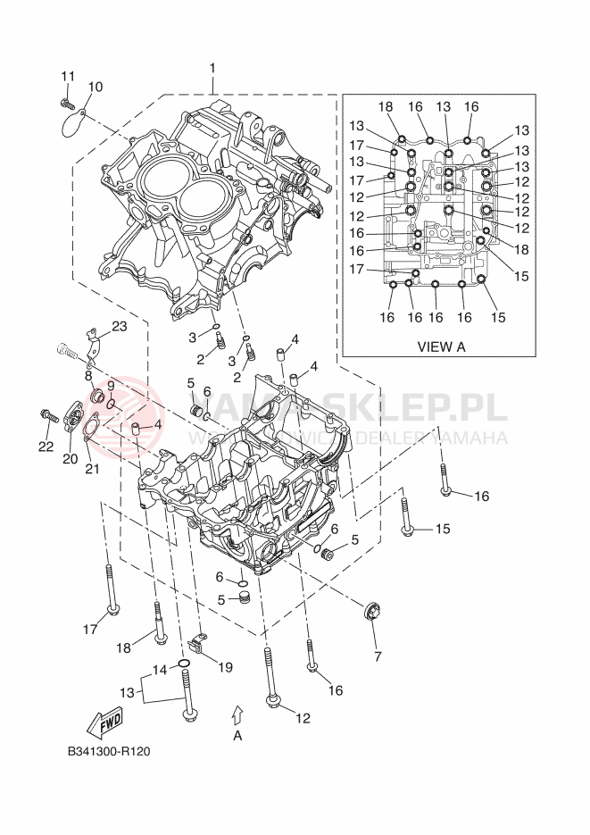 Schemat "Obudowa silnika" do Yamaha XSR700