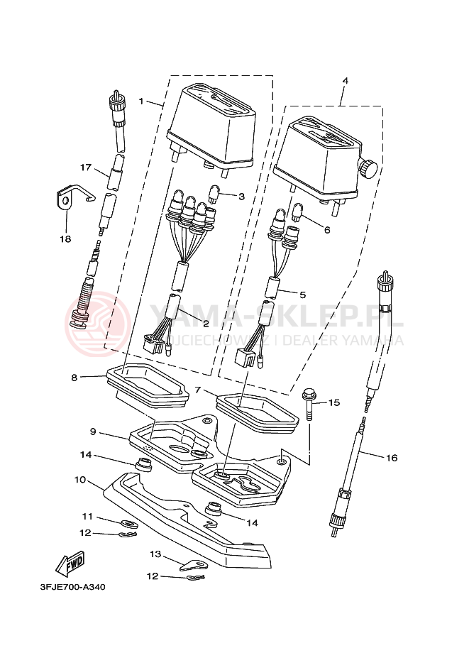 Schemat "licznik" do Yamaha DT175 DT175P