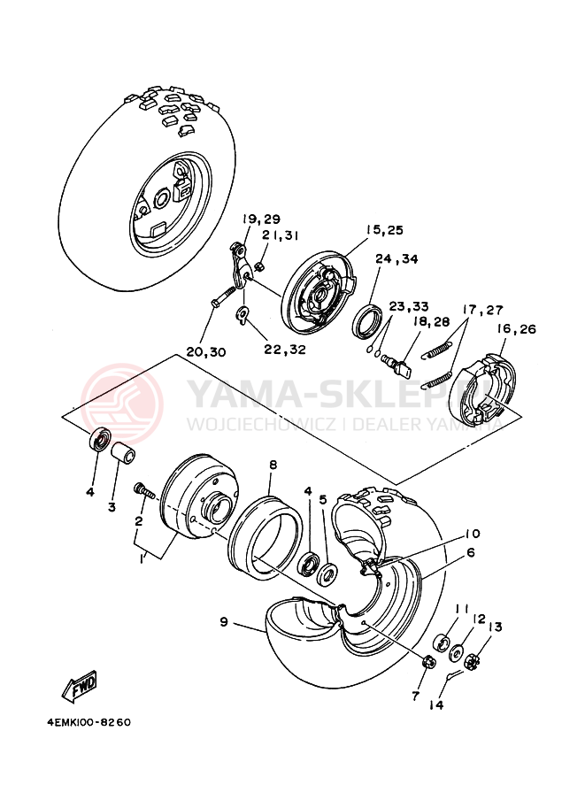 Schemat "Koło przód" do Yamaha YFM80