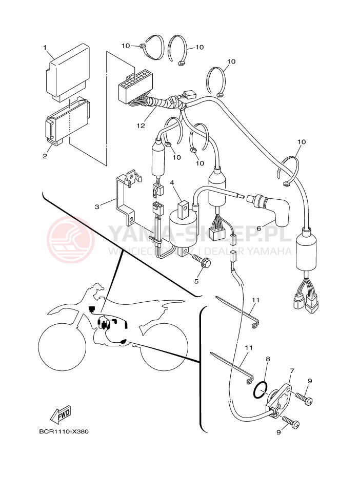 Schemat "układ elektryczny" do Yamaha YZ250