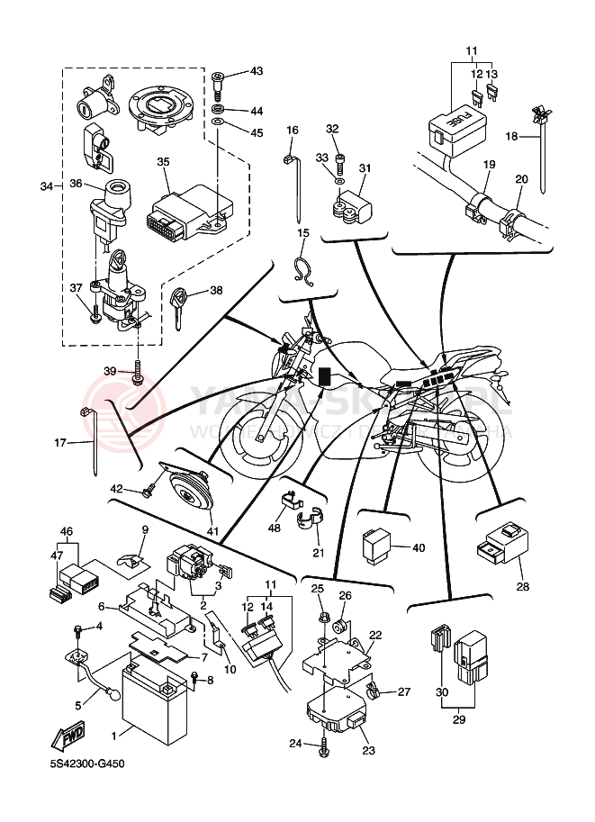 Schemat "układ elektryczny" do Yamaha FZ6