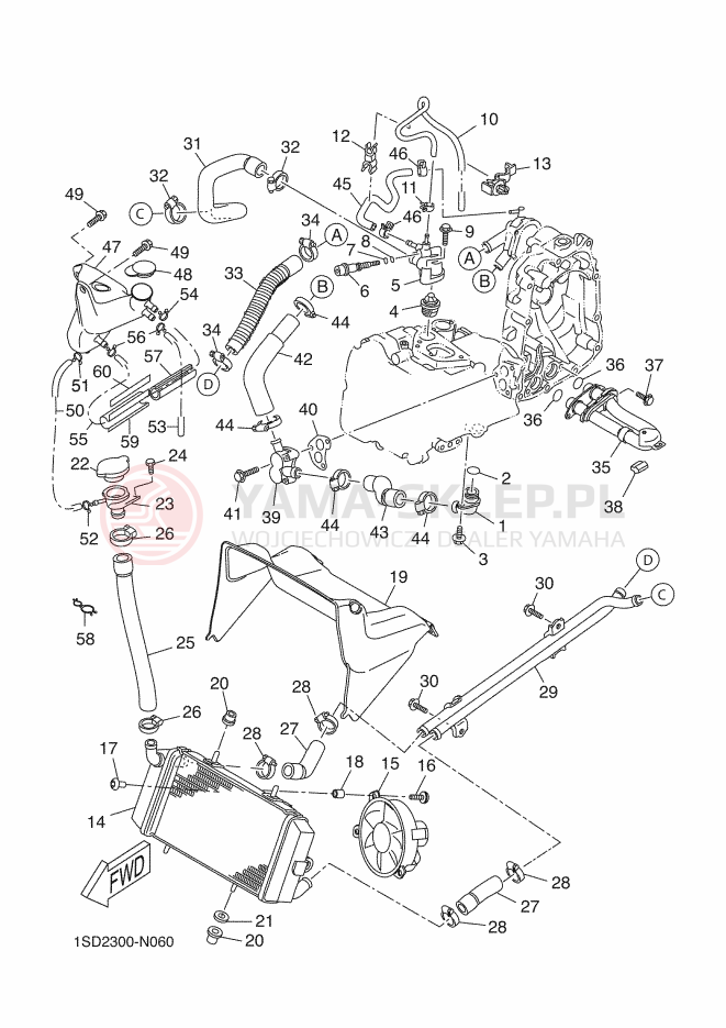 Schemat "Układ chlodzenia" do Yamaha X-MAX 400 ABS
