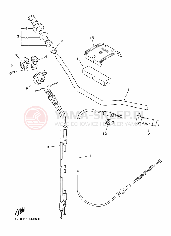 Schemat "Kierownica i osprzęt" do Yamaha YZ250F