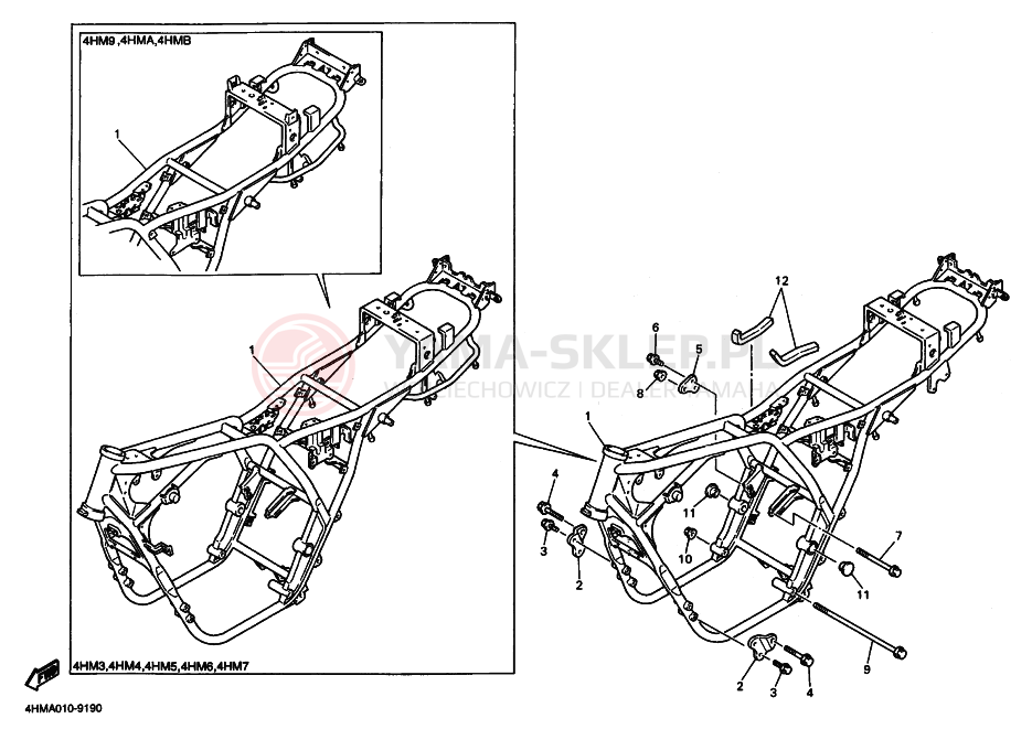 Schemat "rama" do Yamaha XJR400R