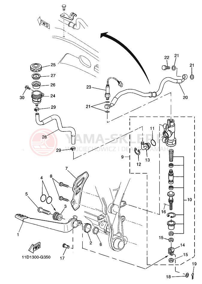 Schemat "Pompa hamulcowa tył" do Yamaha TENERE