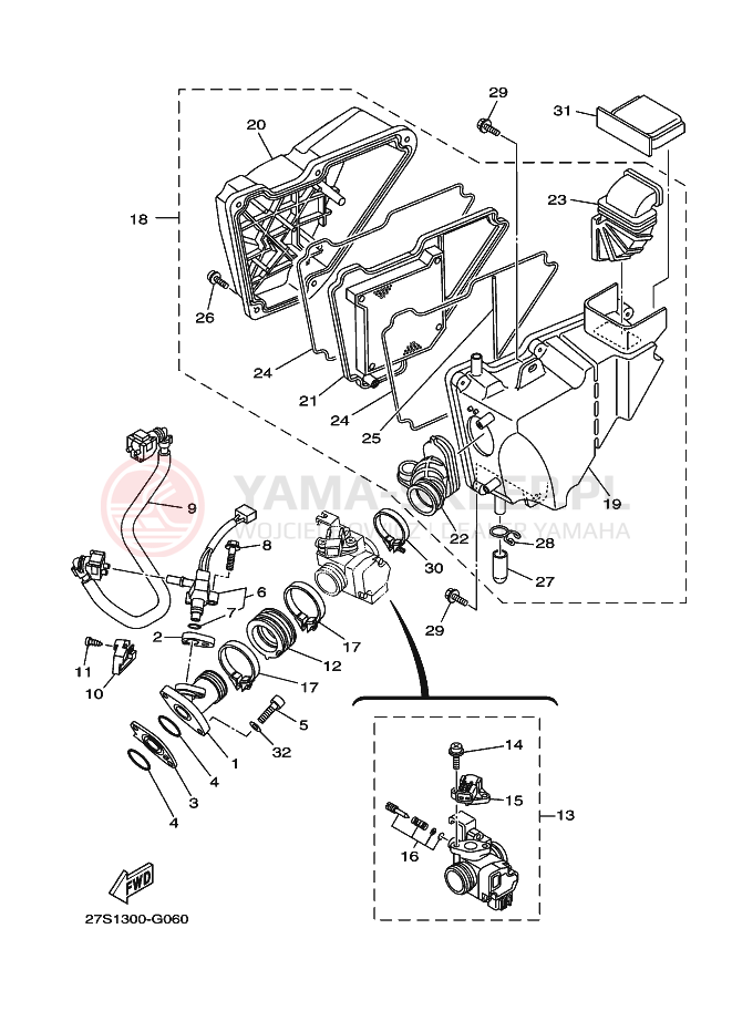 Schemat "Wtrysk paliwa" do Yamaha YBR125