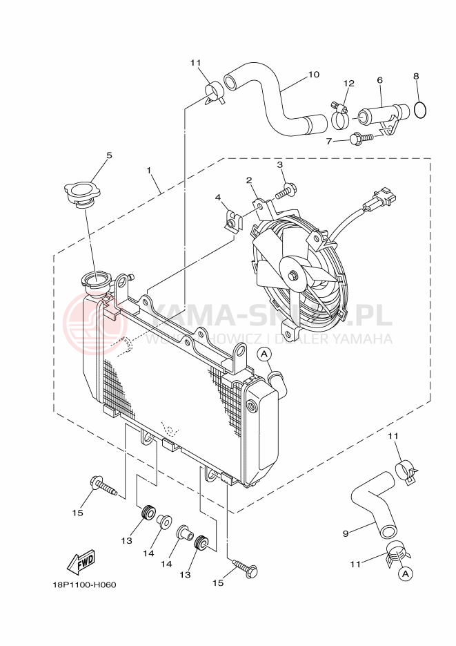 Schemat "Węże chłodnicy" do Yamaha YFZ450R