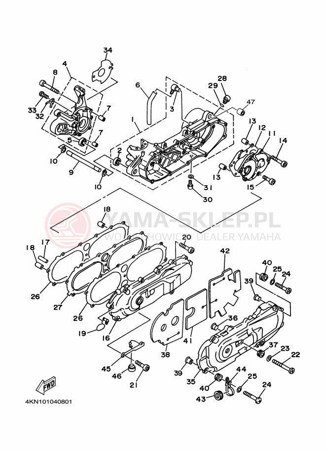 Schemat "Obudowa silnika" do Yamaha BA50N GEAR