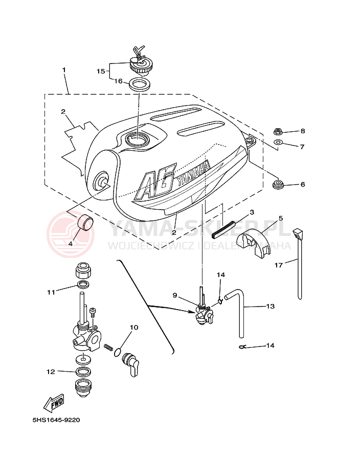 Schemat "zbiornik paliwa" do Yamaha AG100F