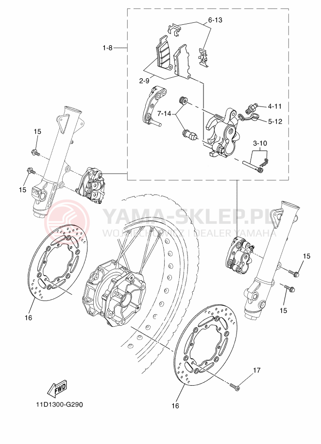Schemat "Układ hamulcowy przód" do Yamaha TENERE