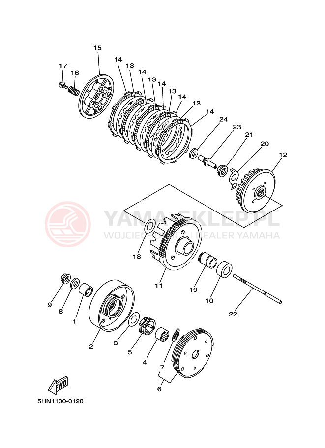 Schemat "sprzęgło" do Yamaha TTR90