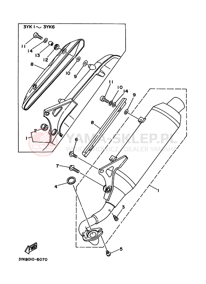 Schemat "Wydech końcowy" do Yamaha YG50Z JOG Z