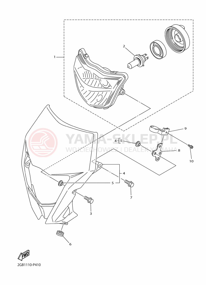 Schemat "Lampa przód" do Yamaha WR250F