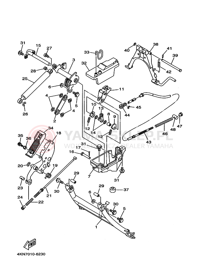 Schemat "Stopka postojowa i podnóżki" do Yamaha BA50N GEAR