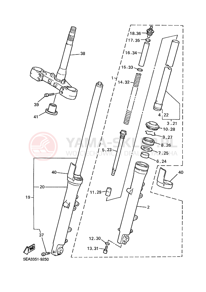 Schemat "Amortyzatory przód" do Yamaha XJR1300SP