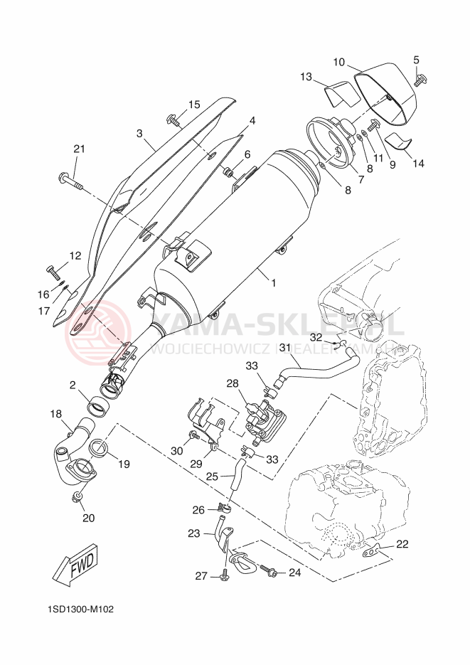 Schemat "Wydech końcowy" do Yamaha X-MAX 400