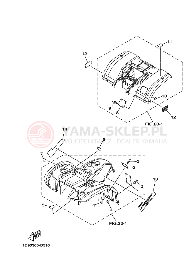 Schemat "naklejki" do Yamaha KODIAK 4WD