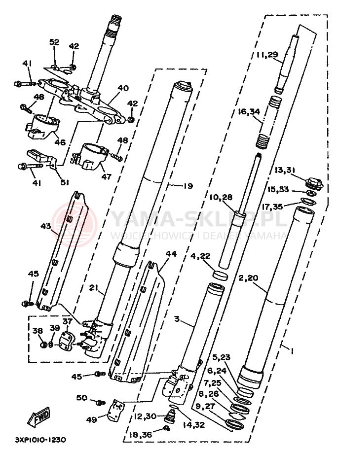Schemat "Amortyzatory przód" do Yamaha WR200R