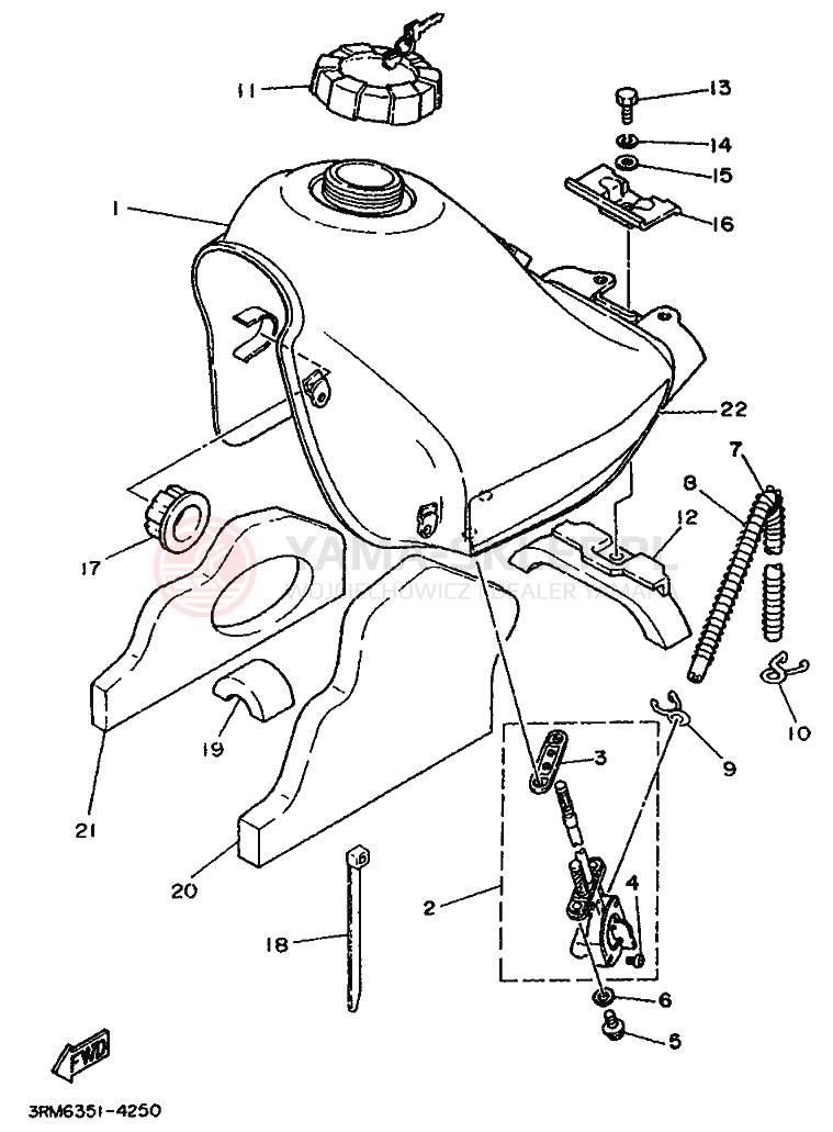 Schemat "zbiornik paliwa" do Yamaha DT125R