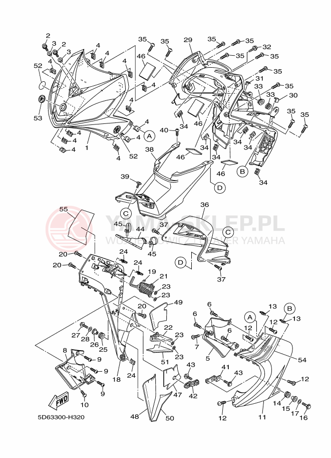 Schemat "Nadwozie przód" do Yamaha CRYPTON X