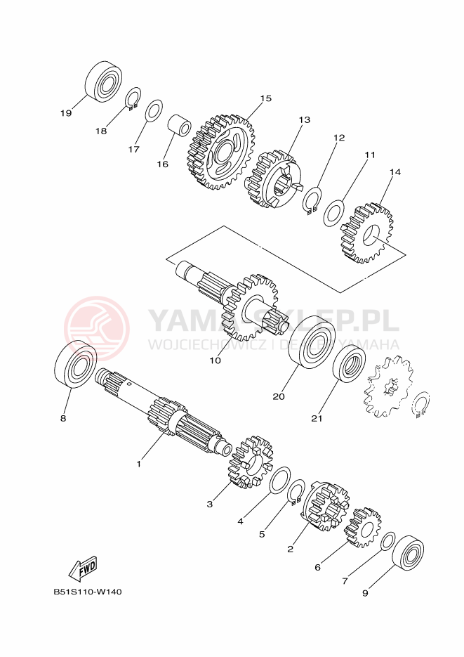Schemat "Skrzynia biegów " do Yamaha TT-R110