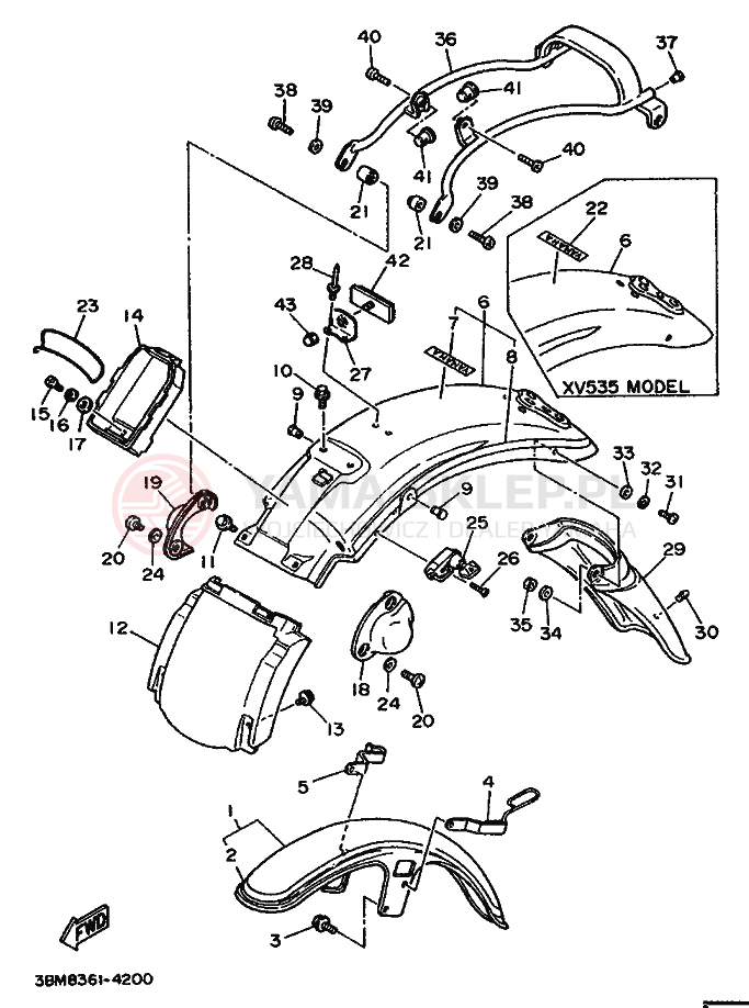 Schemat "błotnik" do Yamaha XV535S VIRAGO