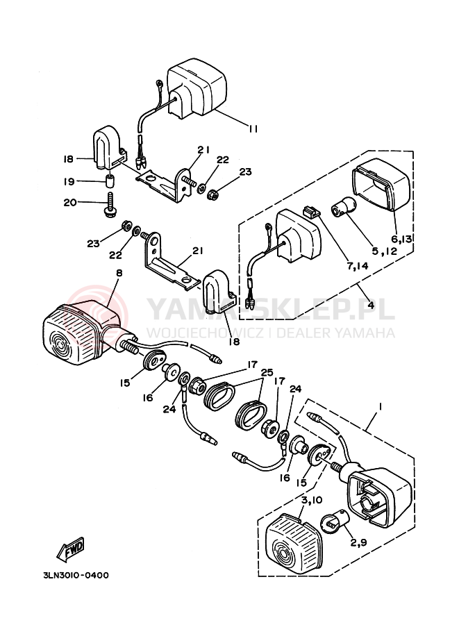 Schemat "kierunkowskazy" do Yamaha FZR250R