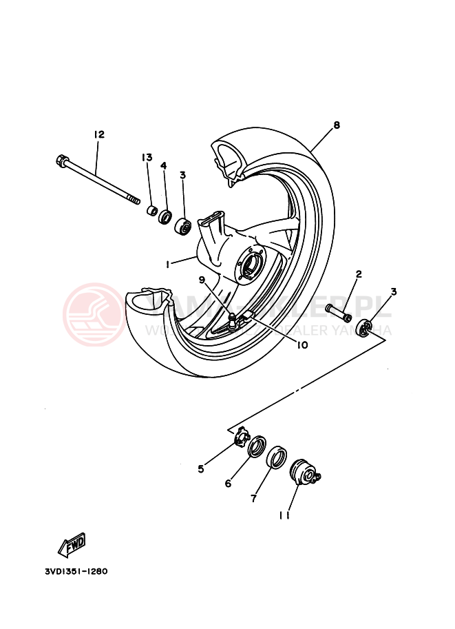 Schemat "Koło przód" do Yamaha TDM850