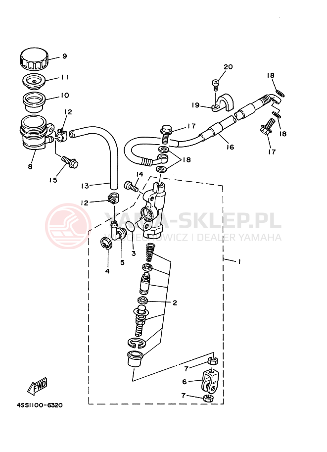 Schemat "Pompa hamulcowa tył" do Yamaha YZ125
