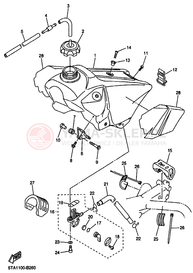 Schemat "zbiornik paliwa" do Yamaha YZ250F