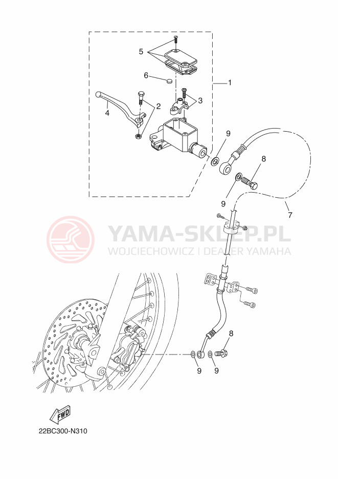 Schemat "Pompa hamulcowa przednia" do Yamaha WR125X