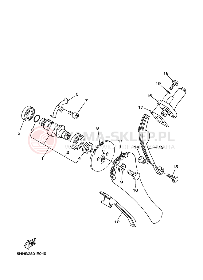 Schemat "Wałek rozrządu" do Yamaha TT-R125LW