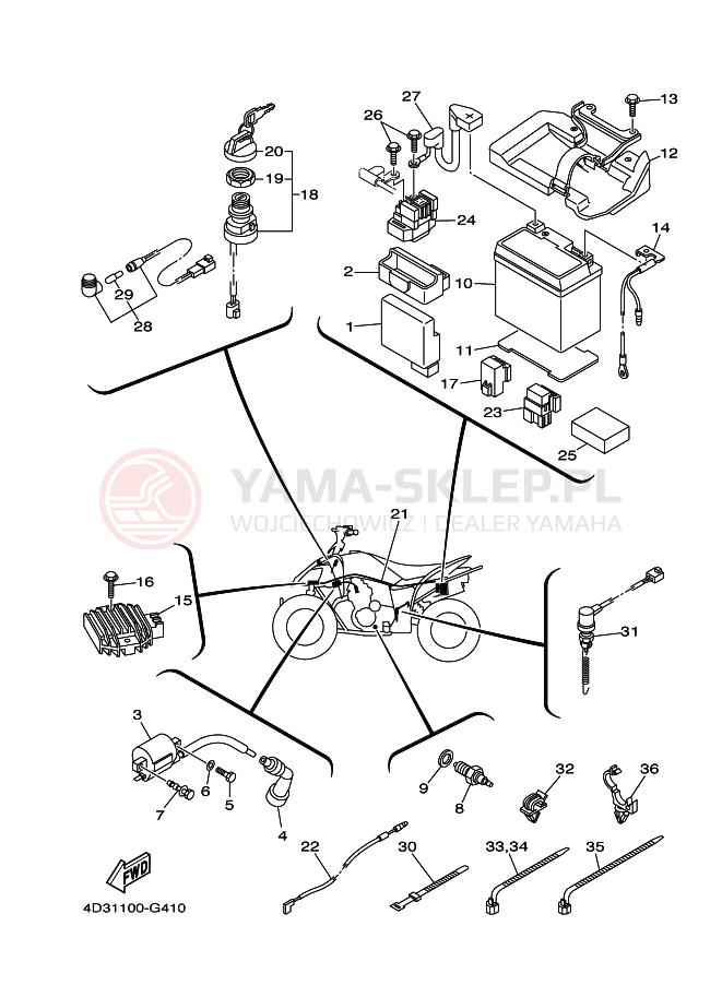 Schemat "układ elektryczny" do Yamaha YFM250R