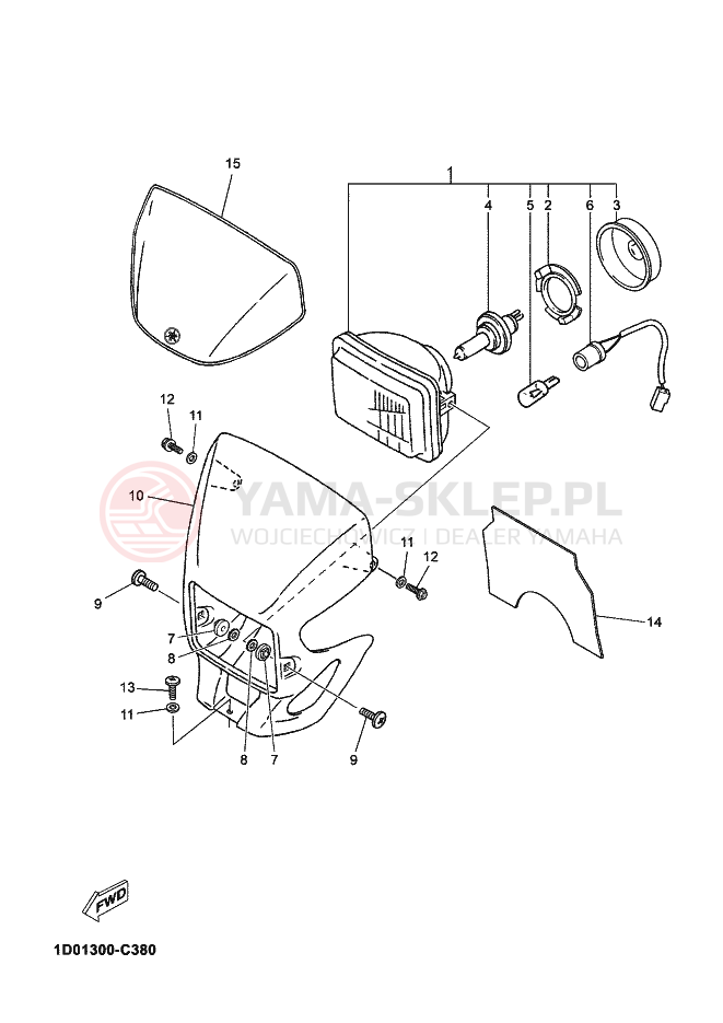 Schemat "Lampa przód" do Yamaha DT125RE