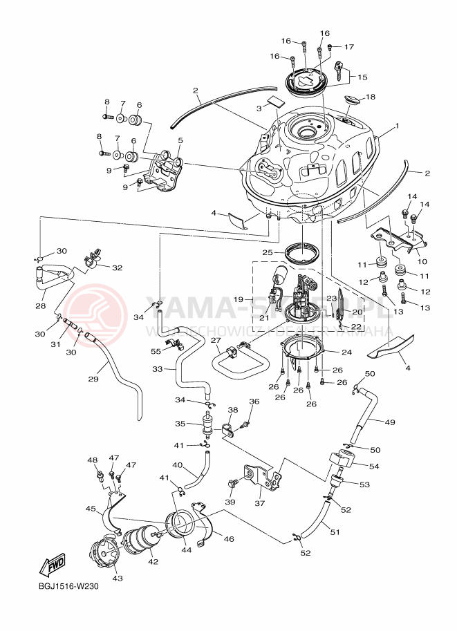 Schemat "zbiornik paliwa" do Yamaha MT-03