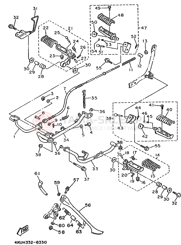 Schemat "Stopka postojowa i podnóżki" do Yamaha XV535 VIRAGO