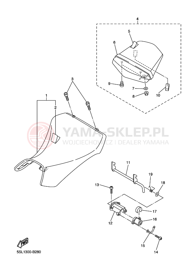 Schemat "siedzenie" do Yamaha YZF-R6