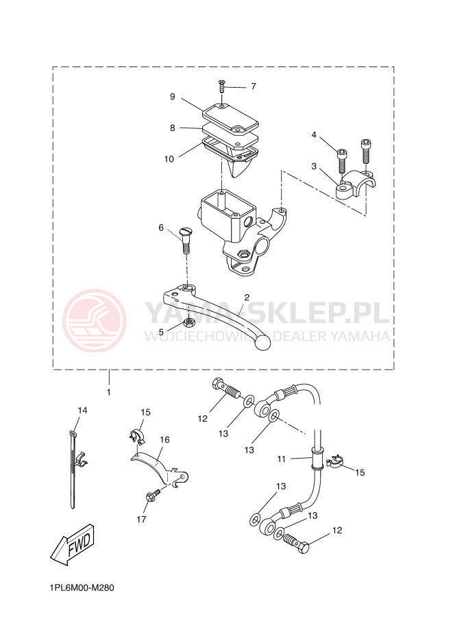 Schemat "Pompa hamulcowa tył" do Yamaha AEROX NAKED