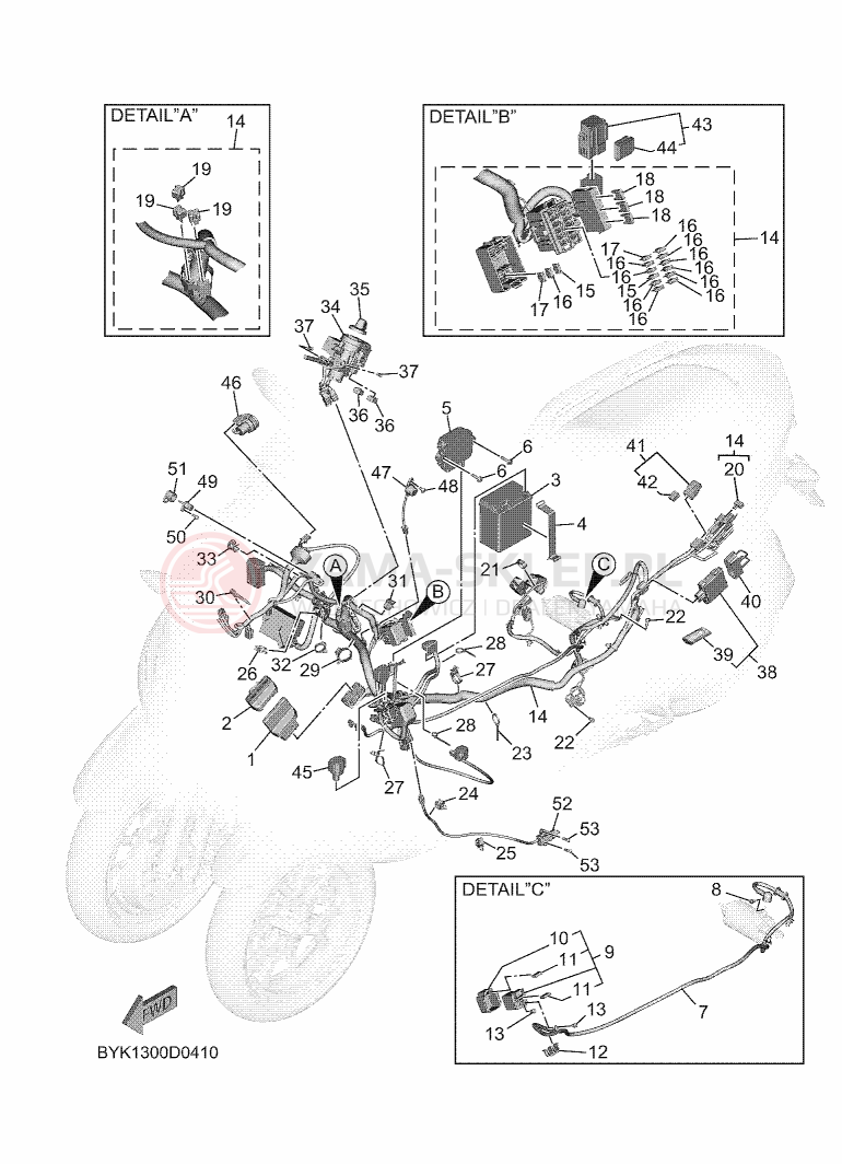 Schemat "układ elektryczny" do Yamaha TRICITY 300