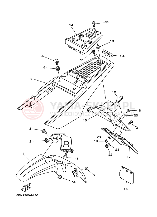 Schemat "błotnik" do Yamaha TW125