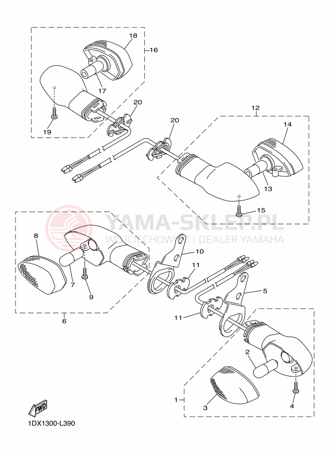 Schemat "kierunkowskazy" do Yamaha WR450F