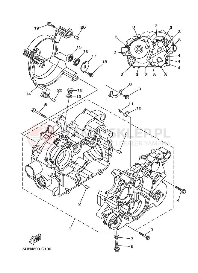 Schemat "Obudowa silnika" do Yamaha GRIZZLY 350