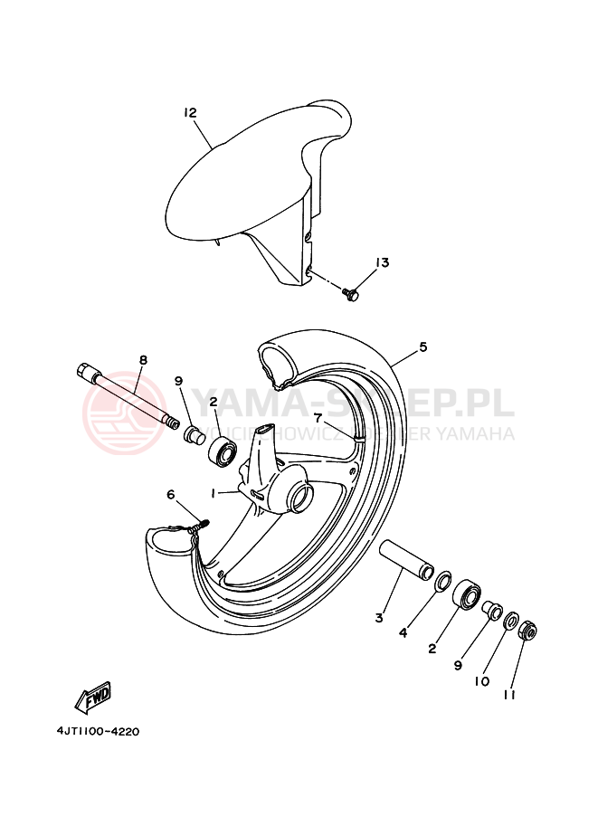 Schemat "Koło przód" do Yamaha TZ125