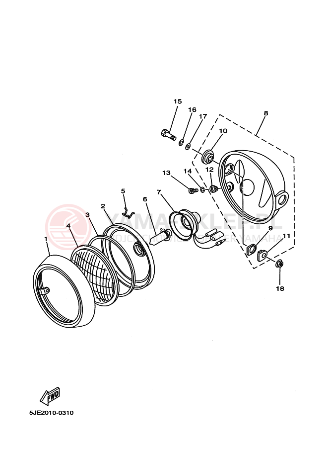 Schemat "Lampa przód" do Yamaha YB-1 YB-1FOUR YB1-4