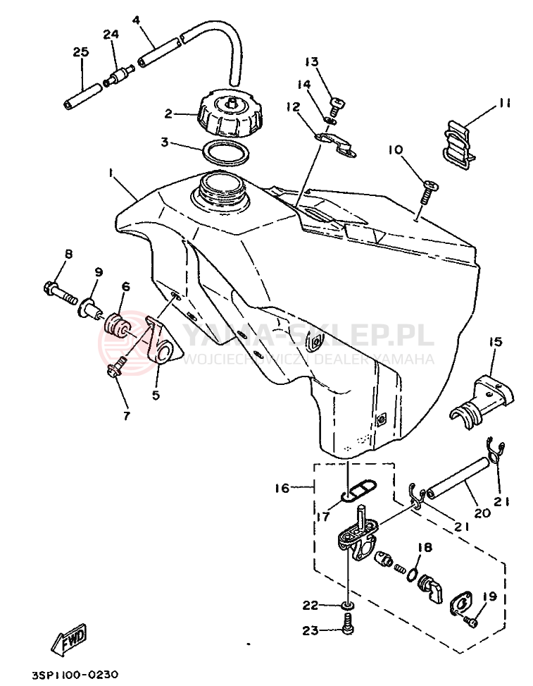 Schemat "zbiornik paliwa" do Yamaha YZ250