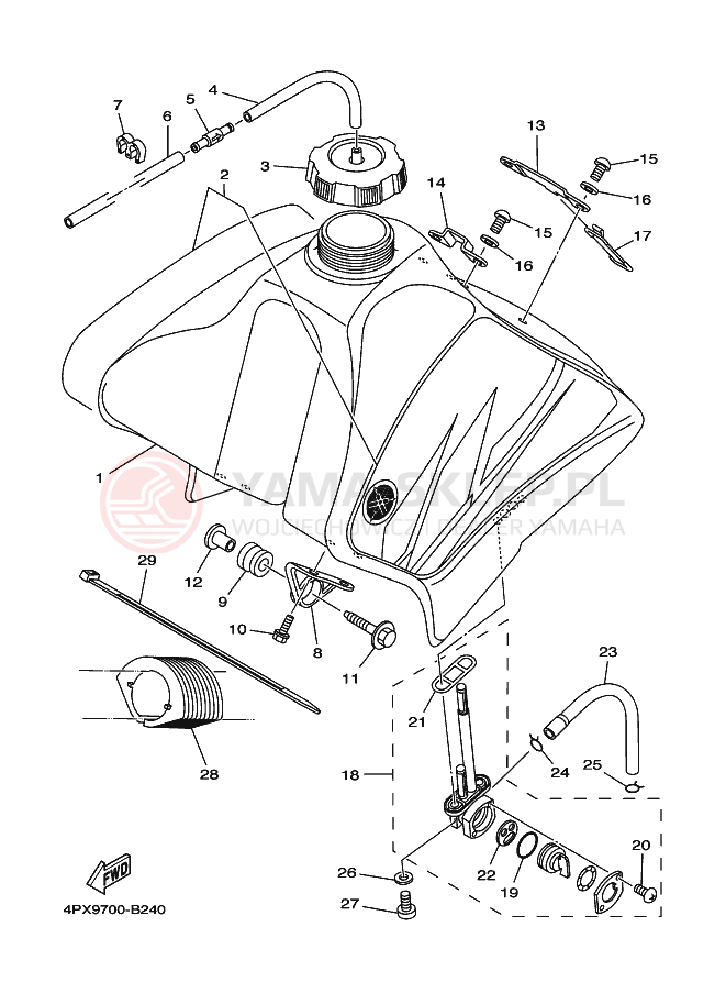 Schemat "zbiornik paliwa" do Yamaha TT250R