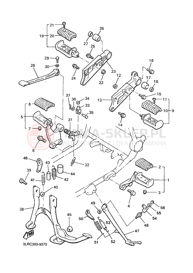 Schemat "Stopka postojowa i podnóżki" do Yamaha VMX12 VMAX
