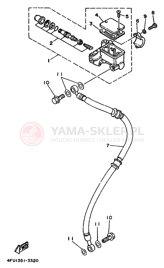 Schemat "Pompa hamulcowa przednia" do Yamaha TDR125